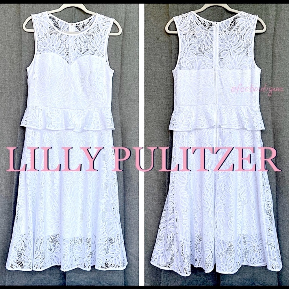 LILLY PULITZER Nolea white lace peplum dress size 10